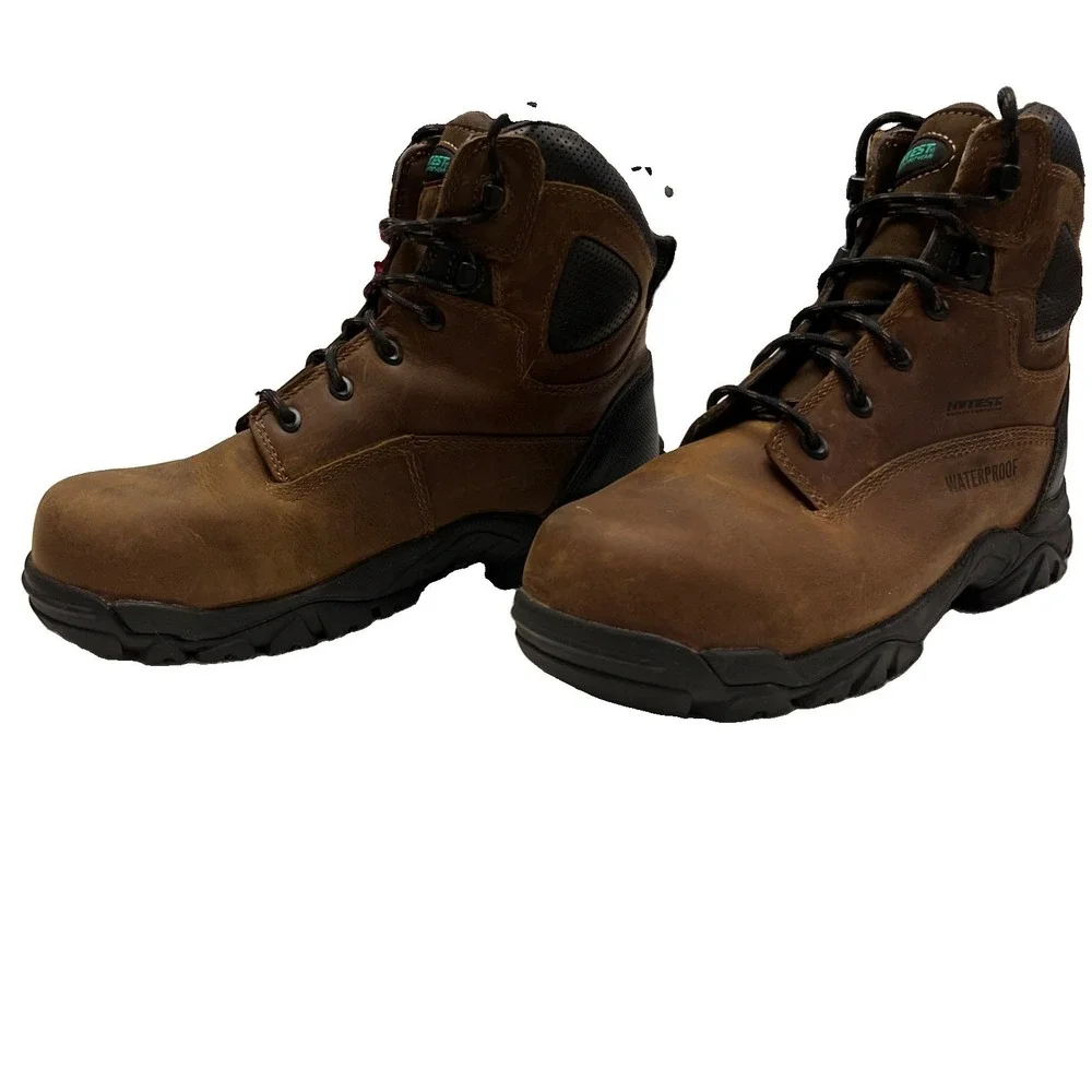 Hytest Boot Mens Size 8 Wide Knox 2 Steel Toe Work Brown Sudan Brown Leather